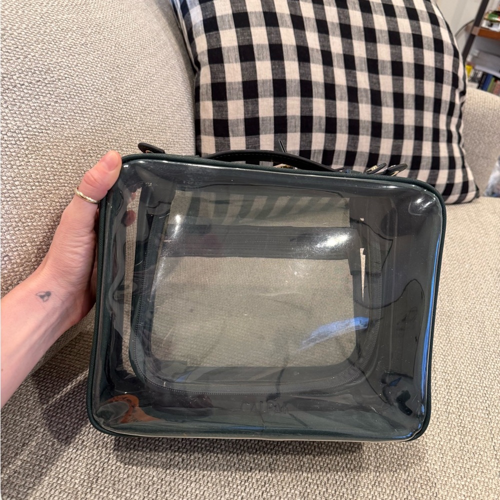 Calpak Large Transparent Emerald Cosmetic Bag